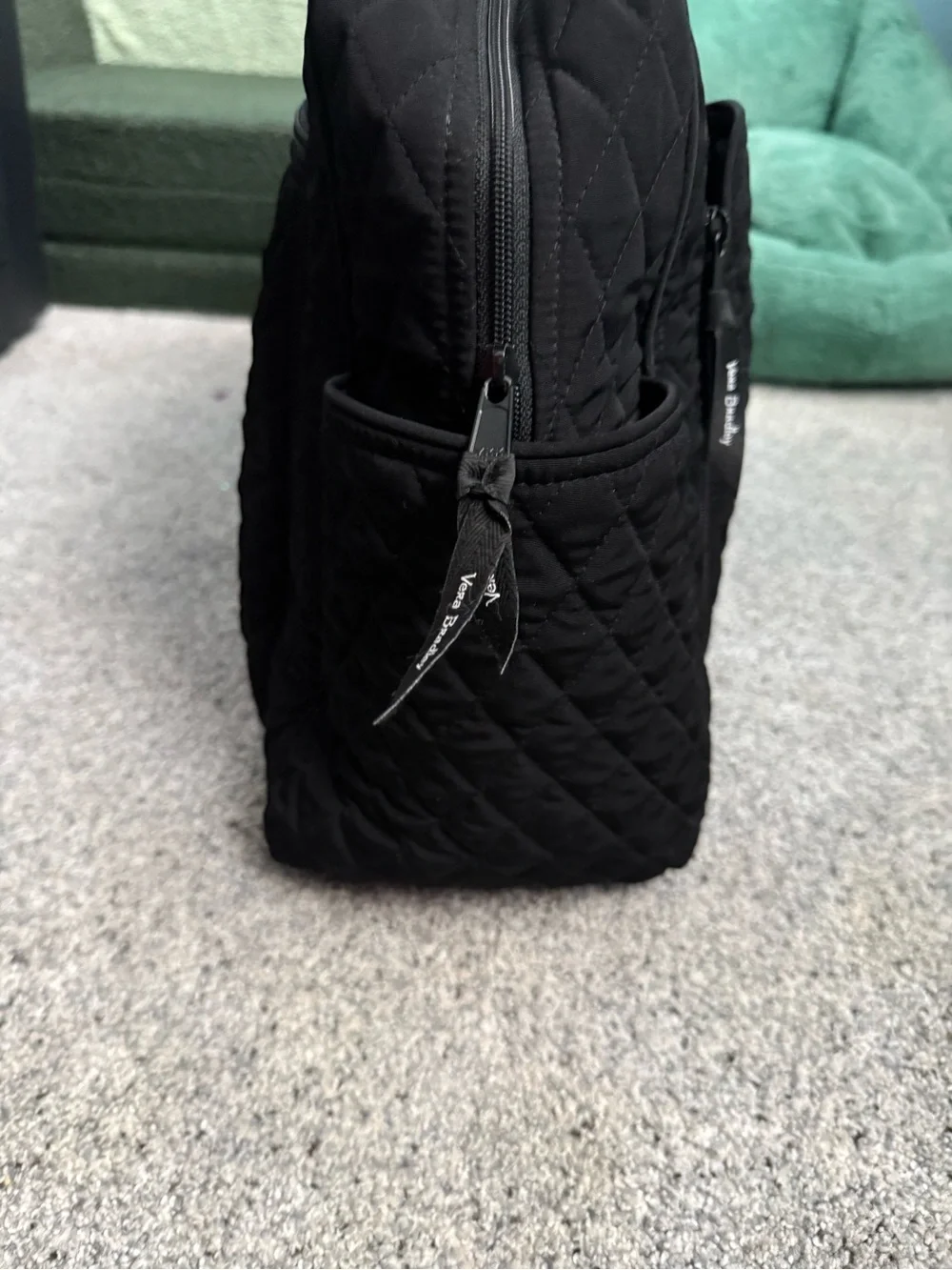 Vera Bradley Quilted Black Baby Bag with attached changing pad